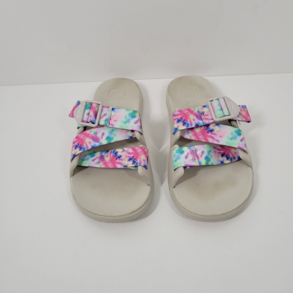 Chaco Chillos Light Gray Tie Dye Slip On Sandals Slides Women’s Size 7 - Picture 2 of 6
